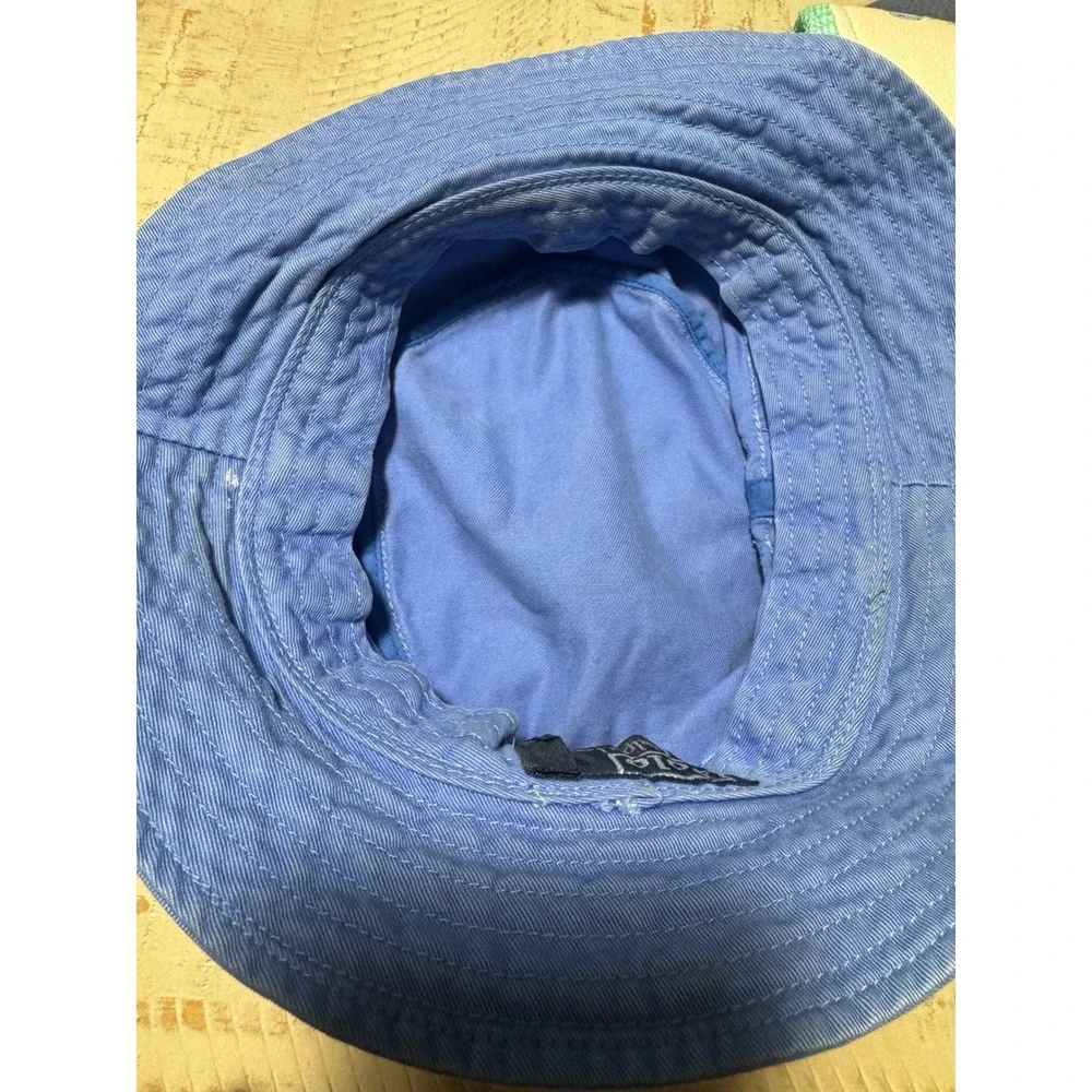 Rare Polo Ralph Lauren Blue Bucket Hat Plaid Band Cotton Twill S/M Vintage Style